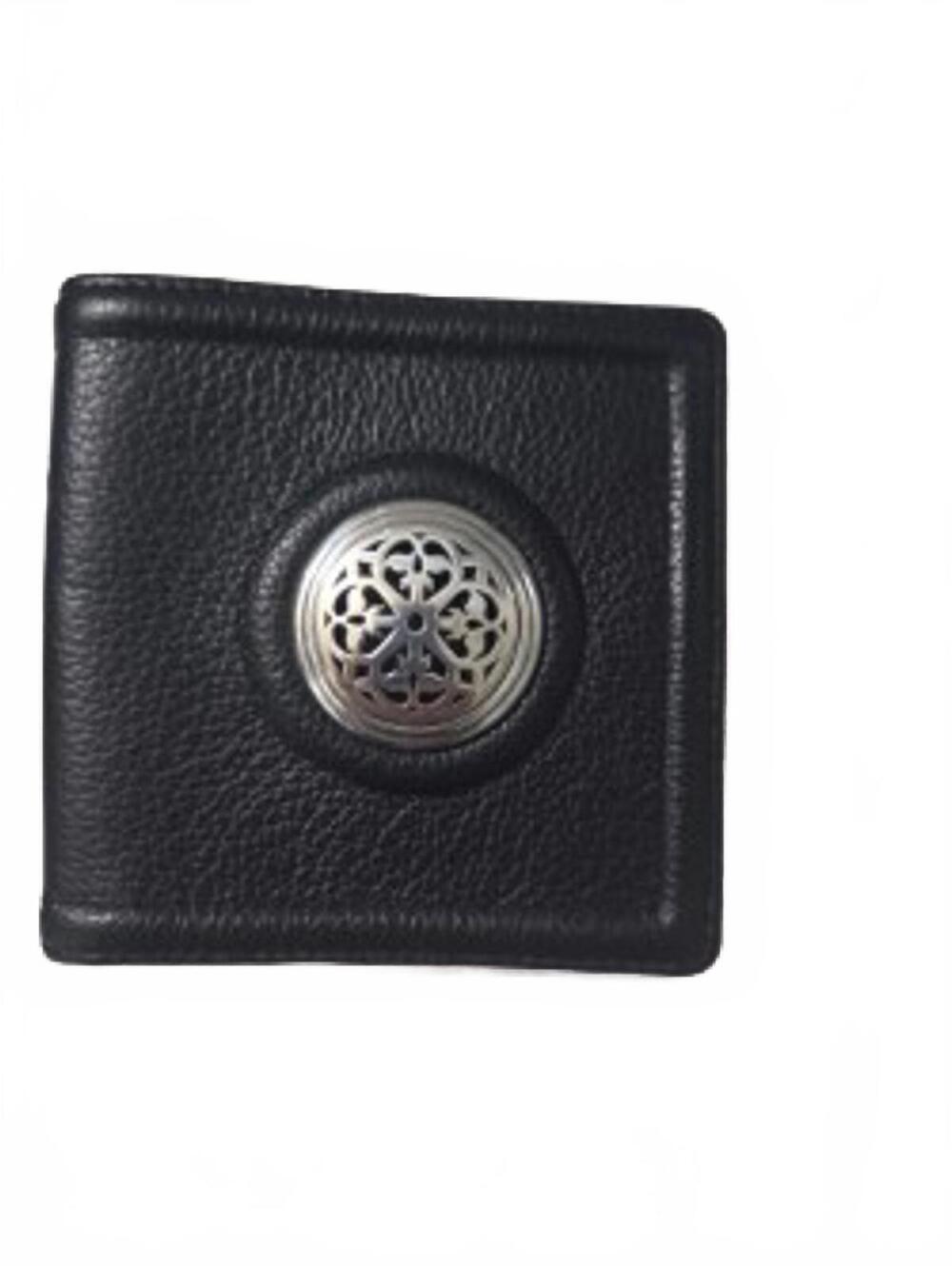 Brighton Ferara Ritorno Black Leather Bifold Wallet w/Decorative Silver Accent